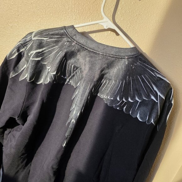 Marcelo Burlon Wings Crewneck Sweatshirt - Black & White - Small designer Street - Picture 6 of 7
